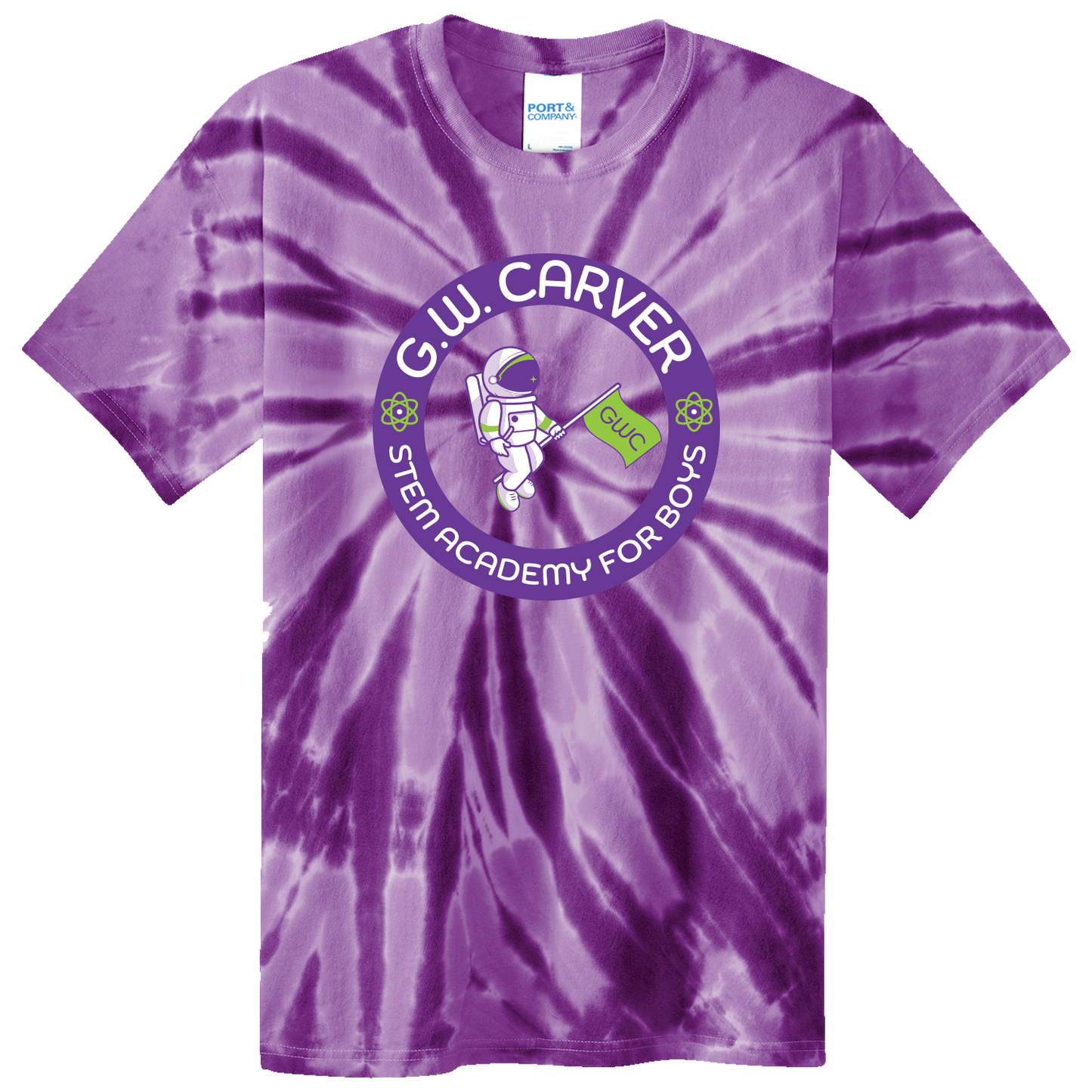 GWC STEM Academy Screen Printed PC147Y Youth SS Tie-Dye Tee