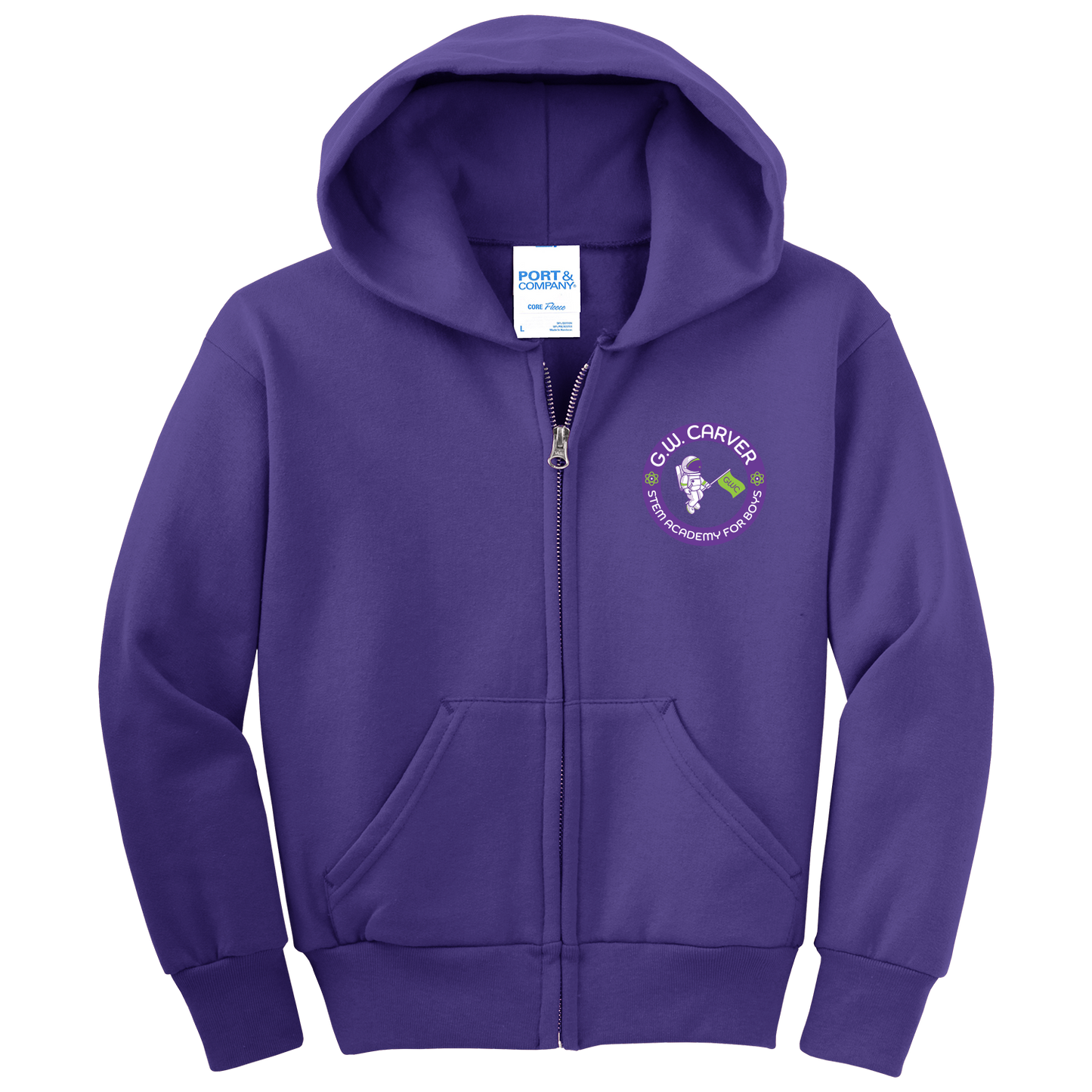 GWC STEM Academy Embroidered PC78YZH Youth Fleece Full Zip Hooded Sweatshirt