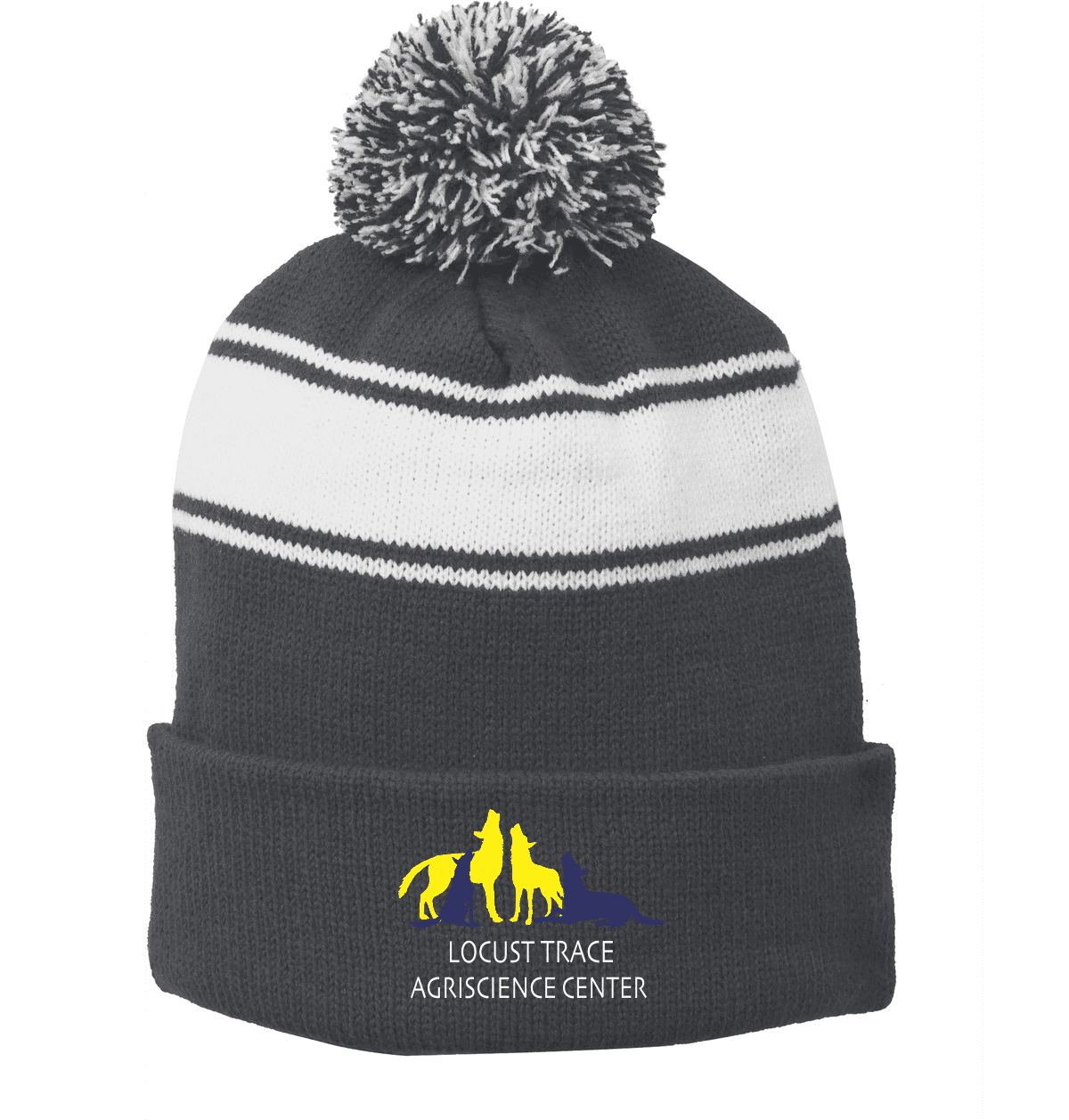 LTAS-STC28 Sportek Stripe Pom Beanie