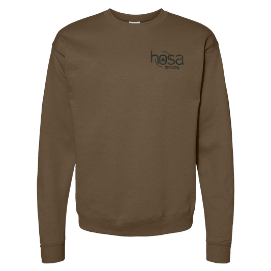 KY HOSA - Black Logo - P160 Hanes Crewneck Sweatshirt - DARK COLORS