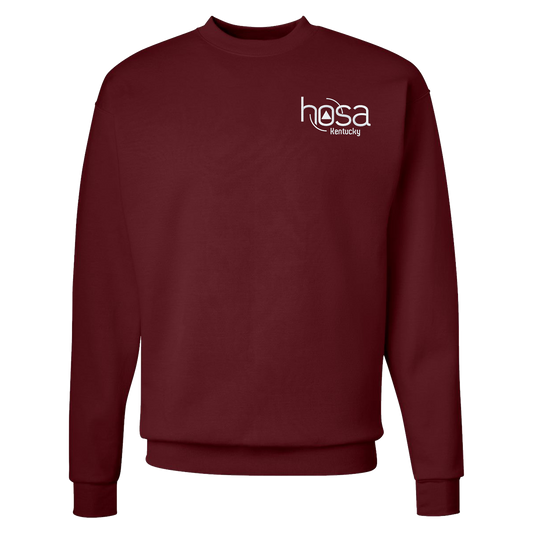 KY HOSA - White Logo - P160 Hanes Crewneck Sweatshirt - DARK COLORS