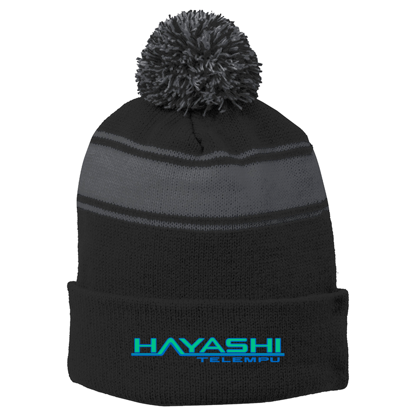 HTNA STC28 Stripe Pom Pom Beanie