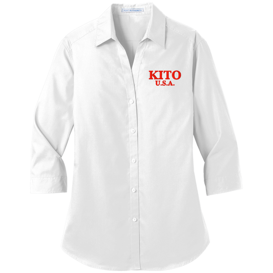 Kito U.S.A. LW102 Ladies 3/4 Sleeve Poplin Shirt
