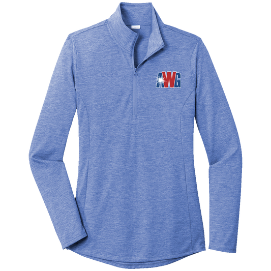 AWG LST407 Sportek Ladies 1/4 zip Triblend pullover