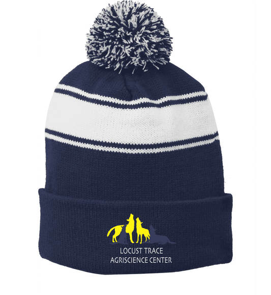 LTAS-STC28 Sportek Stripe Pom Beanie